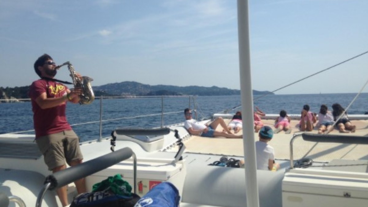 a group of people on a boat