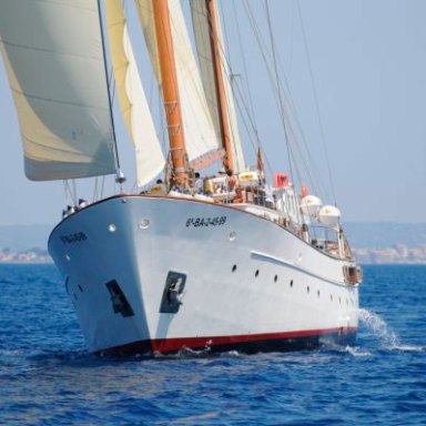 a small boat in a large body of water