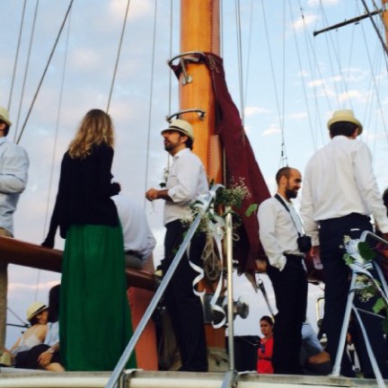 a group of people on a boat