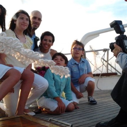 a group of people around each other