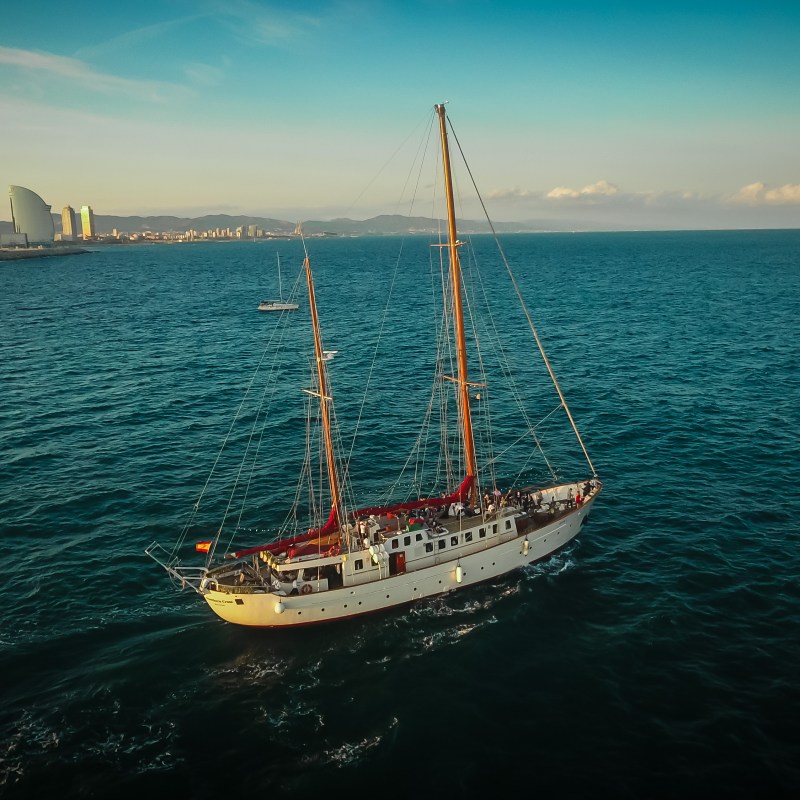 a small boat in a large body of water