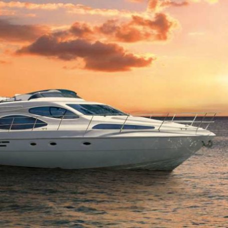 a small boat in a large body of water