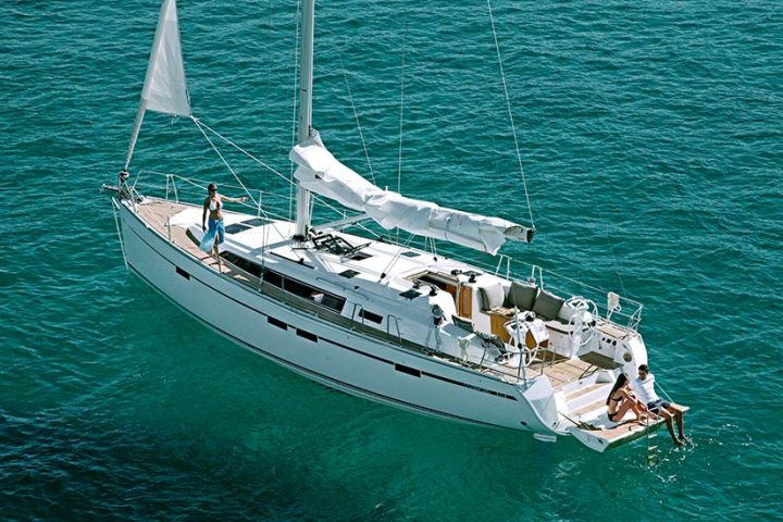 a small boat in a large body of water