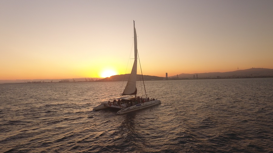 a small boat in a large body of water
