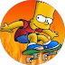 Animated character skateboarding with flames in the background.